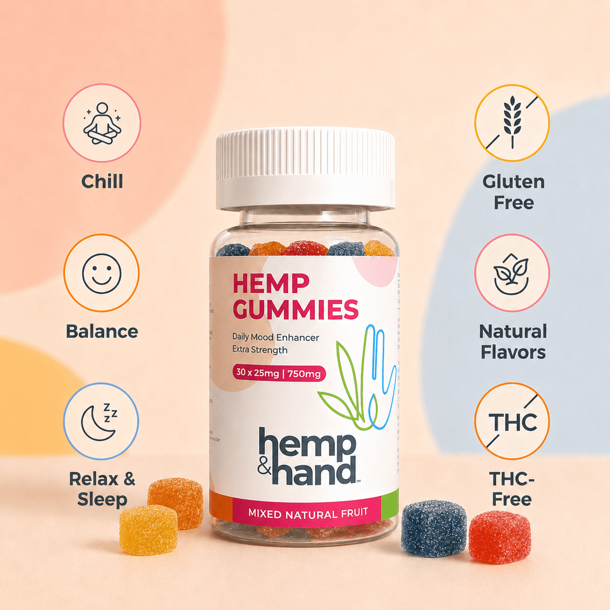 Hemp Gummies - Extra Strength for Adults - Hemp and Hand