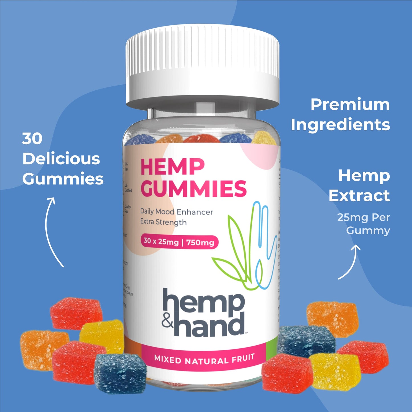 Hemp Gummies - Extra Strength for Adults - Hemp and Hand