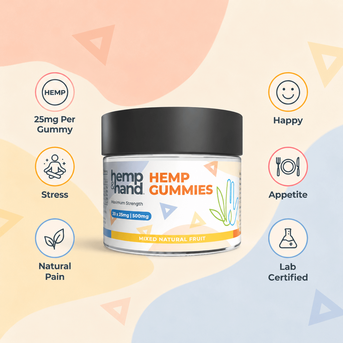 Hemp Gummies - Max Strength for Adults - Hemp and Hand