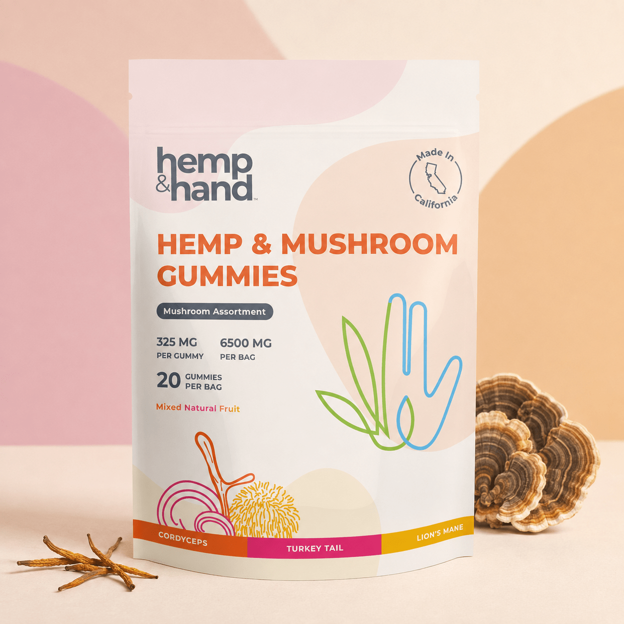 Hemp & Mushroom Gummies - Max Strength for Adults - Hemp and Hand