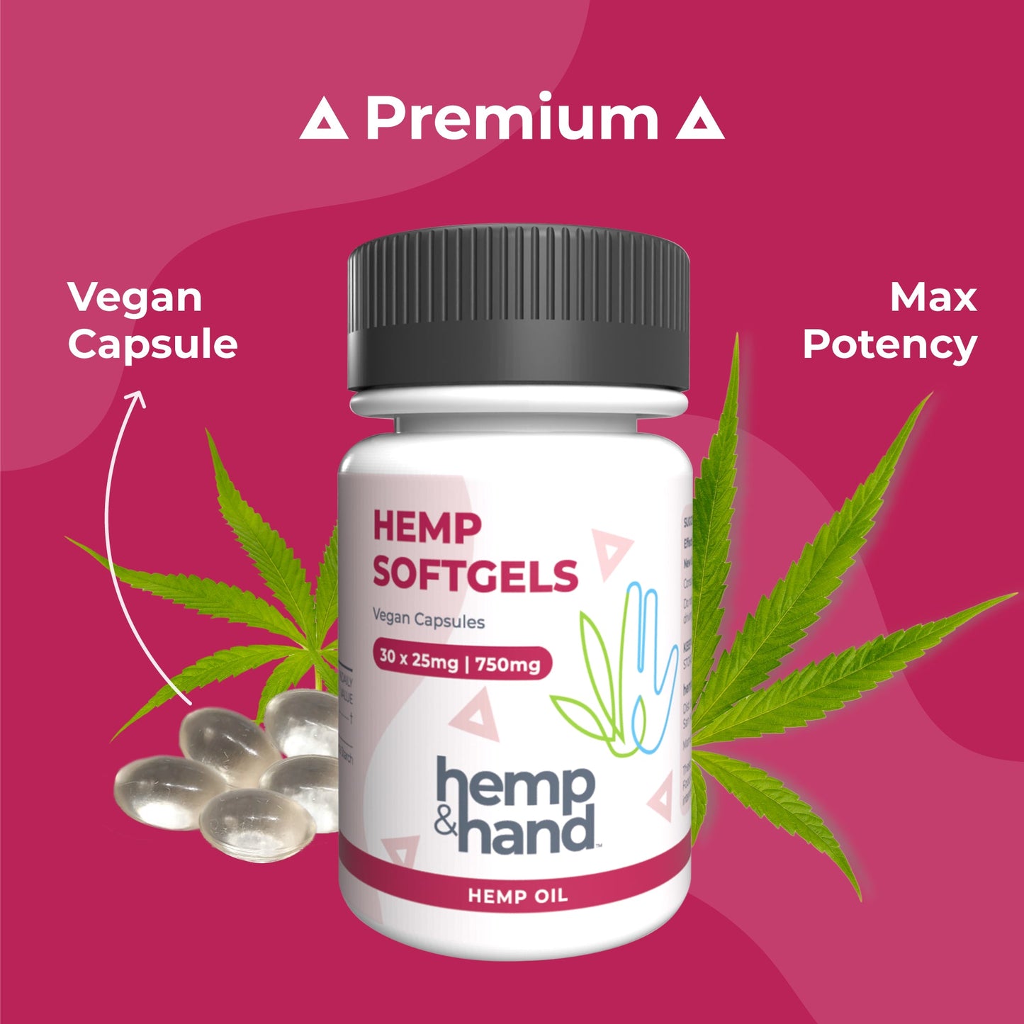 Hemp Softgels - Max Strength for Adults - Hemp and Hand